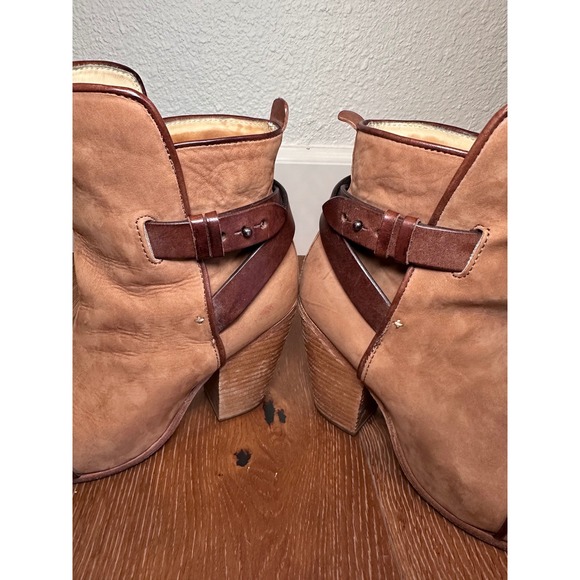 RAG & BONE Tan Suede Leather Buckle Ankle Boots Block Heel Women's Size 7 - Picture 10 of 10